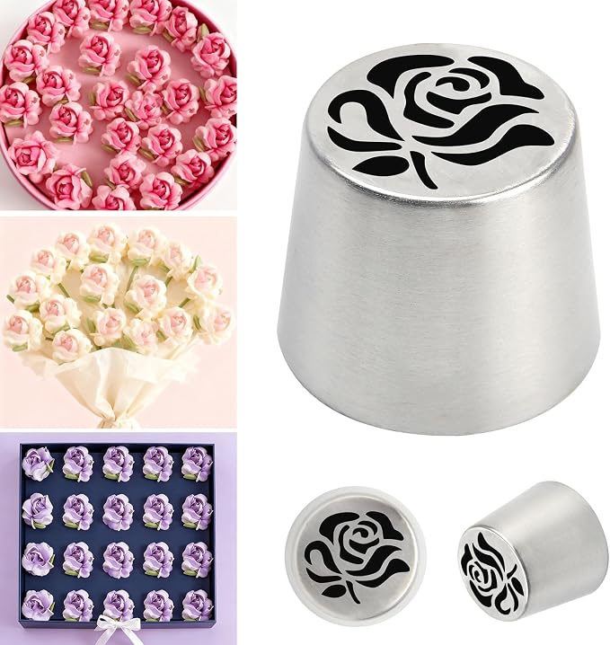 Extra Large Russian Piping Tips for Marshmallows Stainless Steel Flower Frosting Nozzles many styles Cake Decorating Baking tool for Buttercream, Cupcakes Cookies(SL35)