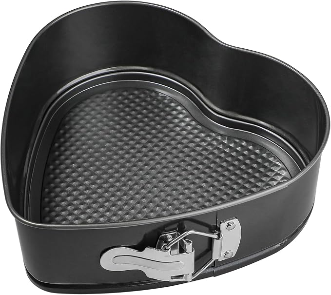 Webake 9in Heart Shaped Nonstick Springform Pan, Ideal for Cheesecakes, Quiches, Black