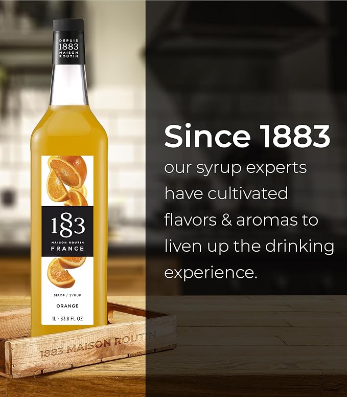 1883 Orange Syrup for Drinks, Made in France, 1 Liter Glass Bottle