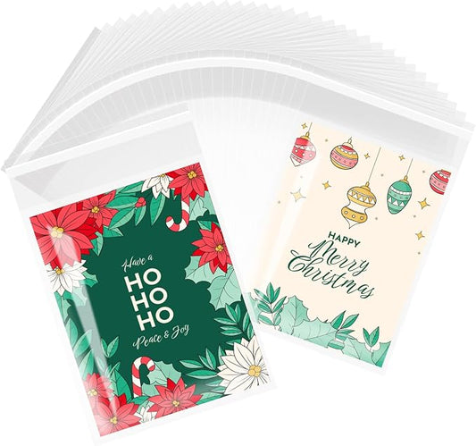 100 Pcs Clear Cellophane Cello Bags 6-1/2'' x 9-1/2'' Self Sealing Cellophane Bags Self Adhesive, for Gift Packaging, Candies, Dessert, Goodie, Party Favors and Dessert