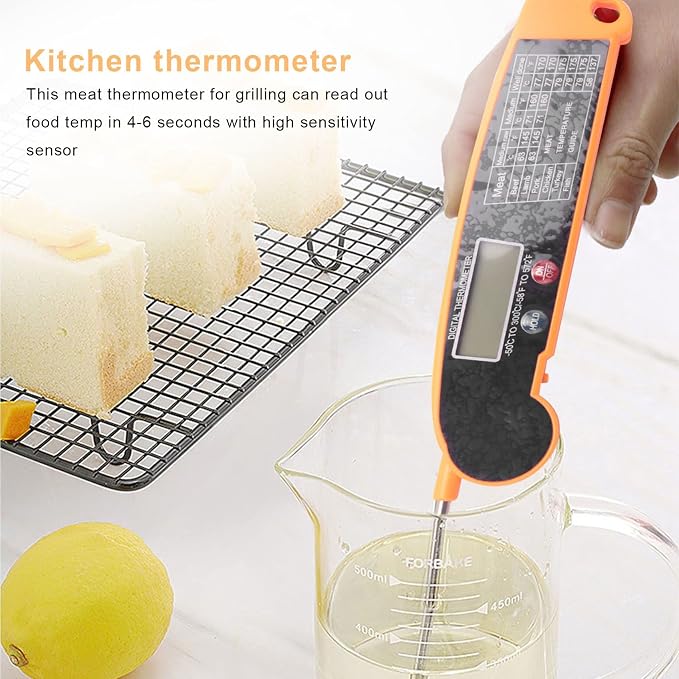 Digital Instant Read Meat Thermometer with Highly Accurate Temperature Probe, Electric for Kitchen Food Grilling Grill BBQ Smoker Liquids Fryer Hot Oil Frying