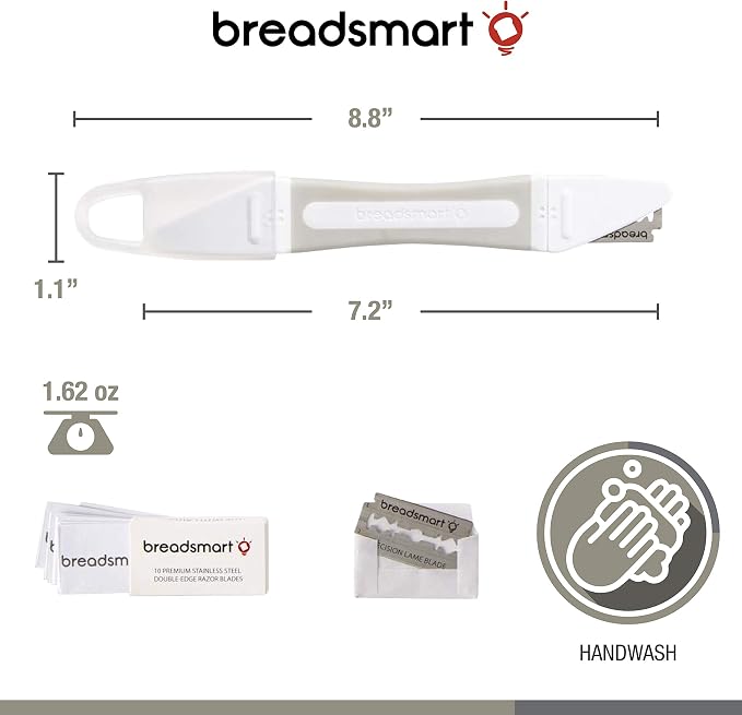Breadsmart Bread Lame - Bread Scoring Tool - Set of 10 Stainless Steel Blades - Bakers Dough Scorer - Best Sourdough Bread Baking Supplies