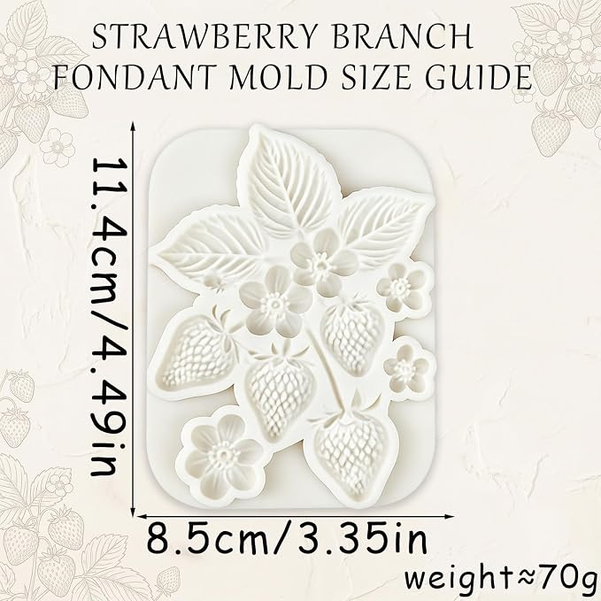 1Pc Strawberry Silicone Mold 3D Flower Leaf Fruit Fondant Baking Molds for Cake Decorating Cupcake Topper Candy Candle Clay Ice Cream Soap Wax Chocolate Gum Paste Pastry Birthday Wedding