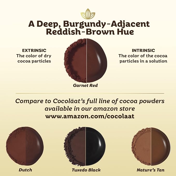 Cocoläat Garnet Red Dutch Cocoa Powder | Culinary Grade for Bakers, Pastry Chefs, & Chocolatiers | 10/12% Cocoa Butter | Resealable Pouch | 12 oz/340 g