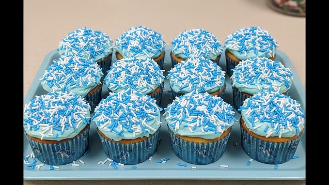 NCS Blue & White Jimmies Edible Sprinkles – Cupcake, Cake & Cookie Decorations, 7 oz
