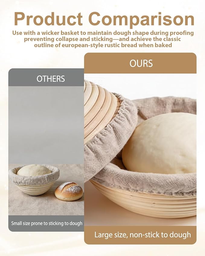 6 Pack Banneton Basket Liner Covers 10 Inch Round Bread Proofing Liners, Reusable Cotton Fabric Cloths for Dough Rising Baking, Home Kitchen Sourdough Proofing Basket Accessories