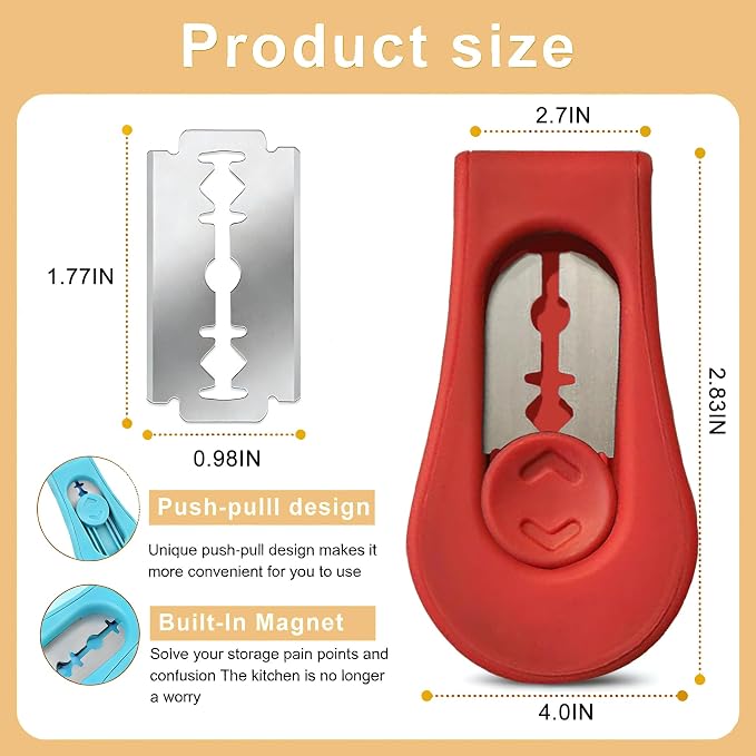 2pcs Magnetic Bread & Sourdough Lame Tool Set, Scoring Tool for Sourdough Bread, 10pcs Stainless Steel Blades, 2-in-1 Magnet Box Cutter, Multi-Use for Baking Office Picnics Kitchen Home (Red&Black)