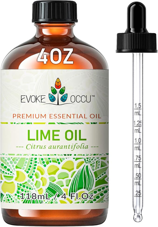 EVOKE OCCU Lime Essential Oil for Diffuser, Aromatherapy, Hair and Candles Making - 4 Fl Oz