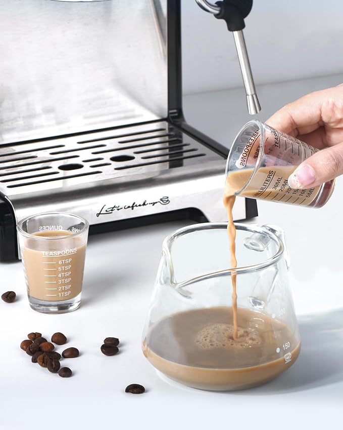 SAIAOKJ Shot Glasses Measuring Cup Set 6 Pack Espresso Shot Glasses Liquid Heavy Glass 26-Incremental Measurement 1 OZ, 2 TBS, 6 TSP, 30 ML Kitchen Tools