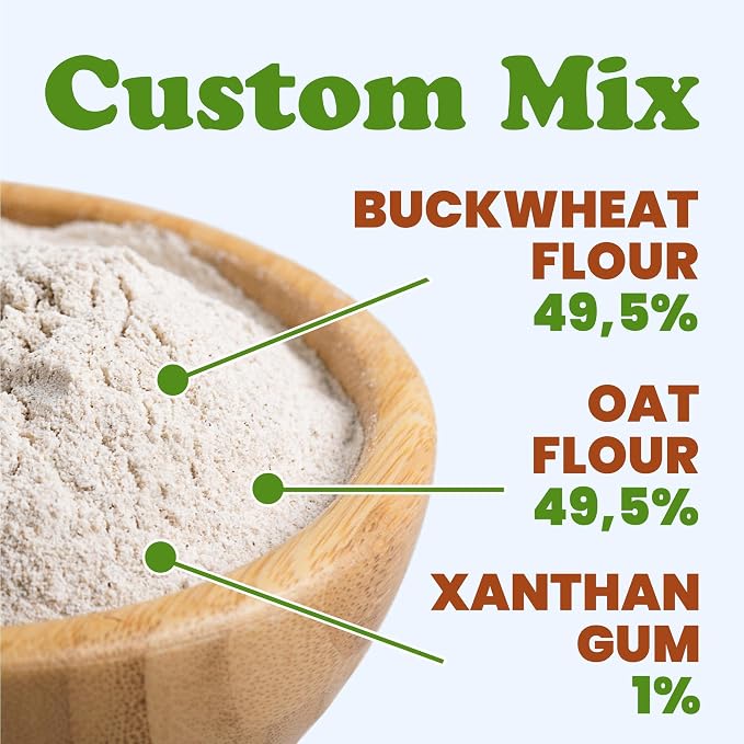 Food to Live Whole Grain Buckwheat Flour Blend, 1 Pound – A Custom Mix of Buckwheat Flour and Oat Flour, Non-GMO, Fine Meal, Vegan, Bulk. All Purpose Flour. Great for Baking