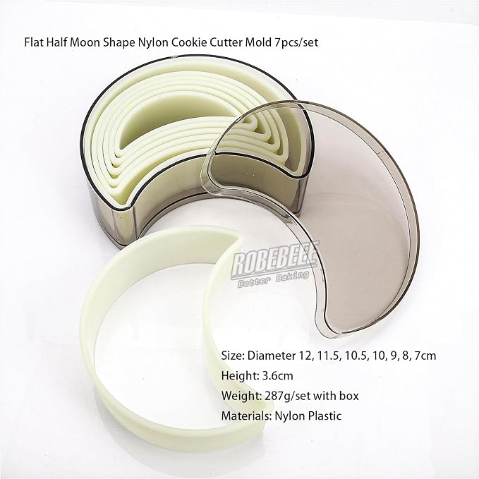 Multi-Shape Nylon Cookie Molds Round Square Star Plastic Geometry Biscuit Cutter Dough Mousse Bread Slicer DIY Bakery Utensils (Flat Moon)