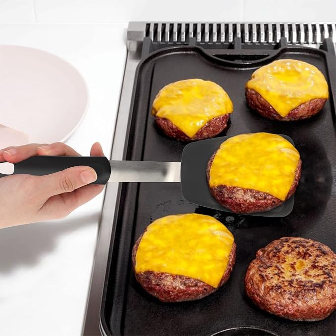 Small Silicone Spatula Turner,BPA-Free Non Scratch Cookware Safe Cooking | Mepple 600°F Heat Resistant Rubber Non-Stick Spatula for Eggs,Burgers,Crepes,Fish Flipping,Steak and More