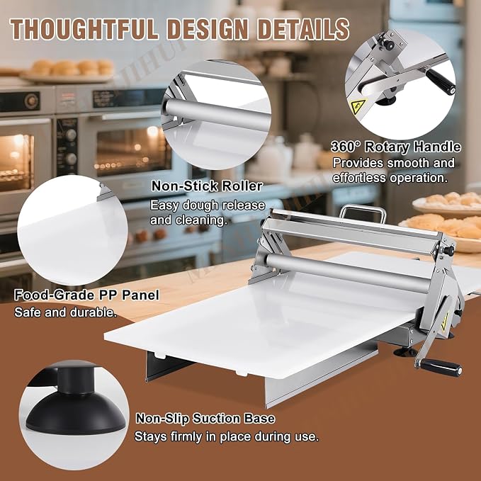 Laminadora De Masa Manual,Croissant Dough Laminator,With Sheeter Board,With 56 Adjustable Thickness Settings,Folding Dough Sheeter Machine,For Home And Commercial Bakeries