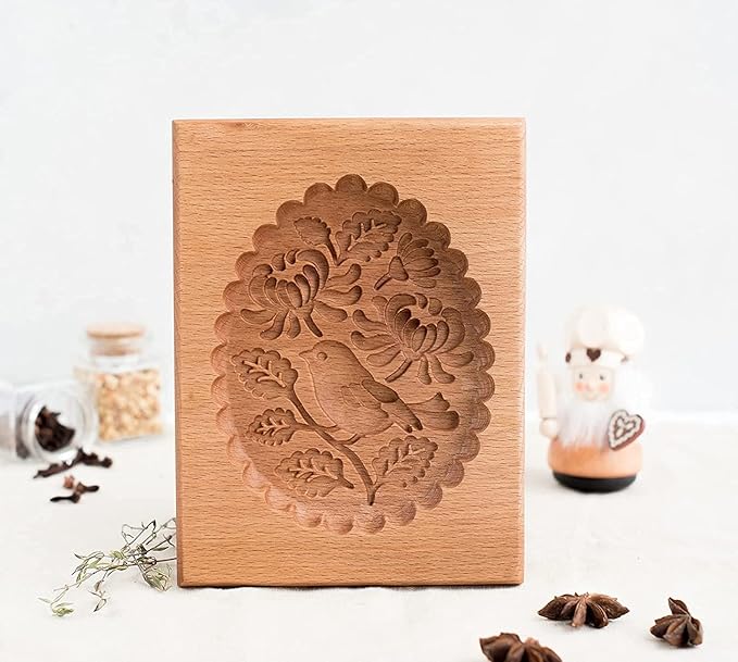 Carved Wooden Gingerbread Cookie Mold,3D Wooden Baking Mold Cookie Biscuit Press Stamp Molds,Cookie Cutter,Cookie Stamp,DIY Biscuit Stamp Mould for Halloween Thanksgiving Christmas(Tit)