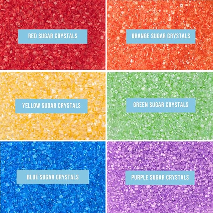 Sweets Indeed Rainbow Sanding Sugar 6 Cell Jar – Red Orange Yellow Green Blue Purple Decorating Sugar Crystals for Baking & Decorating Cupcakes, Cookies, Cakes & Desserts – 7.83 ounces