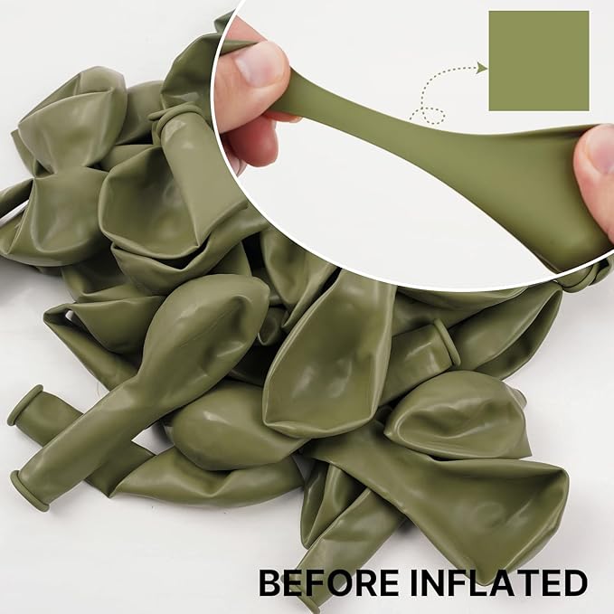 PartyWoo Sage Green Balloons 100pcs Different Sizes of 18 12 10 5 Inch Olive Boho Green Latex Balloon Arch Kit for Wedding Birthday Dinosaur Jungle Golf Football Theme Party Decorations Green-F11