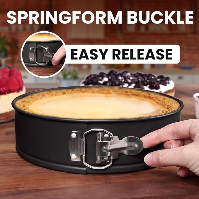 Zulay Kitchen Premium 9 Inch Springform Pan Nonstick Cheesecake Pan with Removable Bottom, Leak-Proof Design, No Need for Parchment Paper – For Baking Cakes, Cheesecakes, Pies - Easy to Clean (Black)