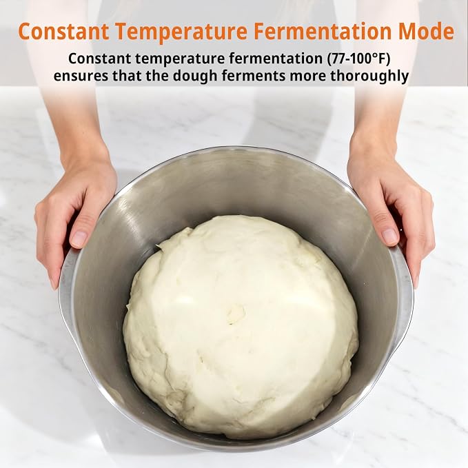 VONCI Electric Dough Maker with Ferment Function,7.3QT (7L) Stainless Steel Dough Mixer Dough Mixer Machine with Fermentation & Timer for Bread, Pizza, Dumplings, Noodles.