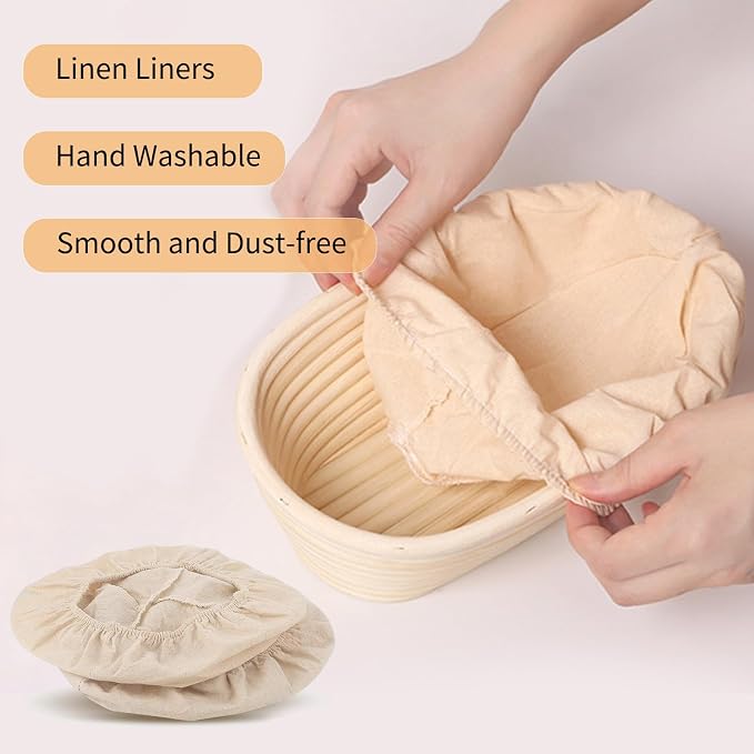6 Pieces Oval Banneton Proofing Cloth liner, 10 inch Bread Proofing Basket Liner, Sourdough Baking Dough Basket Cloth Liner for Bakery Home Baking (Basket Not Included)(Oval)