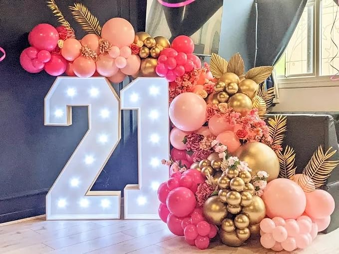 Pink Balloons Arch Kit 188pcs with Star, Hot Pink Shades of Pink Gold Balloons Different Size Balloon Garland Kit for Girl Birthday Baby Shower Anniversary Wedding Princess Party Decorations