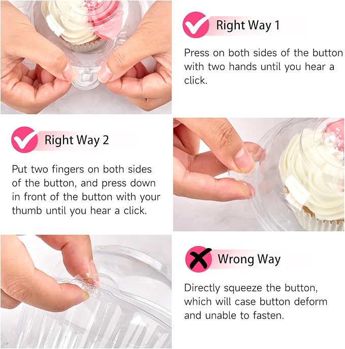 Zezzxu 50 Pack Individual Cupcake Containers, Clear Plastic Cupcake Holders with Dome Lids, Single Cupcake Carriers for Cupcakes, Hot Cocoa Bombs, Muffins, Pastries
