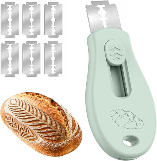 Bread Lame Sourdough Scoring Tool, Extractable & Magnetic Bread Scoring Tool, Scoring Knife for Bread Baking, Bread Razor for Homemade Bread, Sourdough Scorer Tool, Includes 5 Razor Blades-Gray