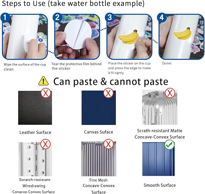 Banana Stickers 110PCS, Vinyl Waterproof Banana Decals for Water Bottle Student Laptop Luggage Guitar Gifts for Teens Girls Kids Adult