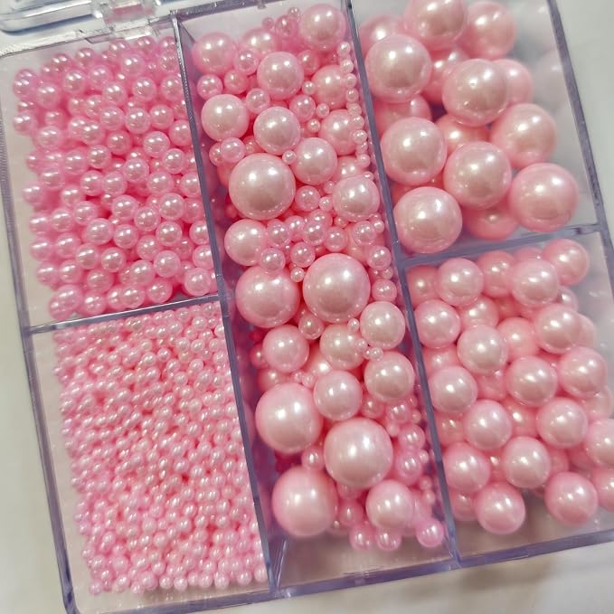 HeDeon&Rles Pink Pearls Sprinkles for Baking Pink Sprinkles 90g/3.17oz 4 Size Mix Edible Pink Pearls for Cake Cupcake Pancake Icing Decoration
