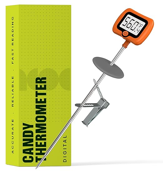 Digital Candy Thermometer with Pot Clip, 10" Long Stainless Steel Probe, Instant Read Kitchen Thermometer for Cooking, Baking, and Candy Making