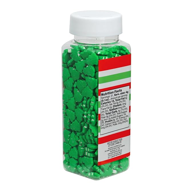 Green Tree Candy Sprinkles 4.4 oz, Christmas Sprinkles For Cake Decorating, Baking, Ice Cream & More, The Hampton Candy Company