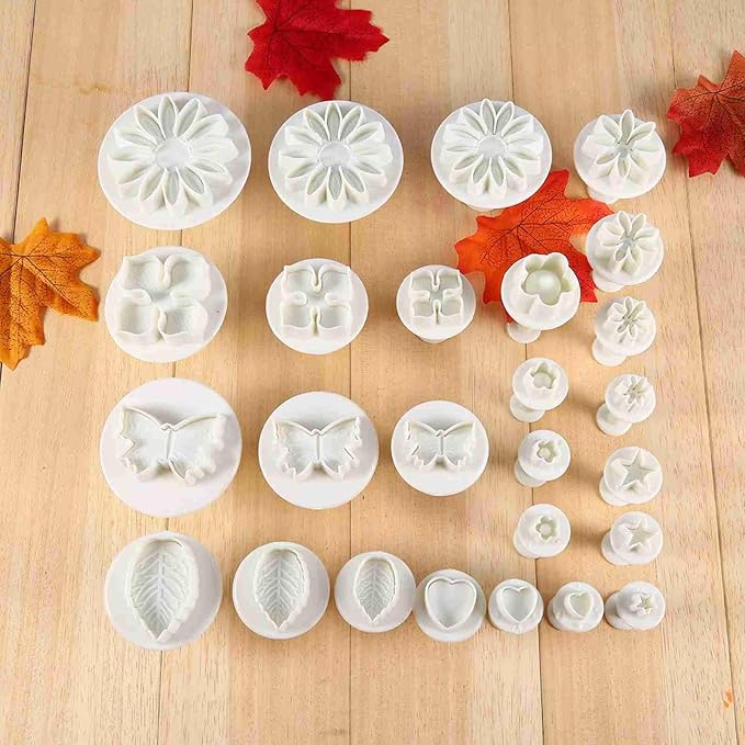 46 PCS Flower, Wish—46 Pieces Set Fondant Fondant Cake Sugarcraft Decorating Kit Ideal Sculpting Modeling Tools Cake Embossing Tool for Use with Sugar Paste Cakes Petal Craft