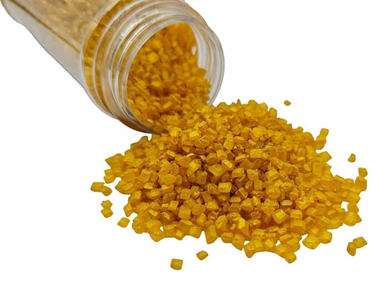 Edible Decorative 5 Ounce Coarse Crunchy Large-grained Gold Sanding Sugar Sprinkles for Baking, Sparkling Crystals for Cakes, Cookies, Cupcakes, Ice Cream Topping and Rimming Sugar