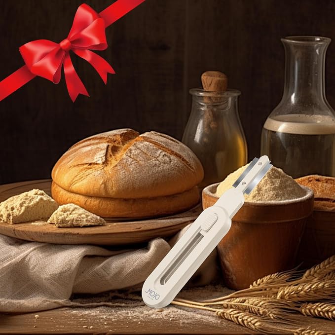 MOJOHAND Bread lame for Dough, Magnetic & Reusable Bread Lame Dough Scoring Tool, Anti-Slip Handle with Long Retractable Razor blades, Sourdough Scoring tool for Bread Making(Off-white)