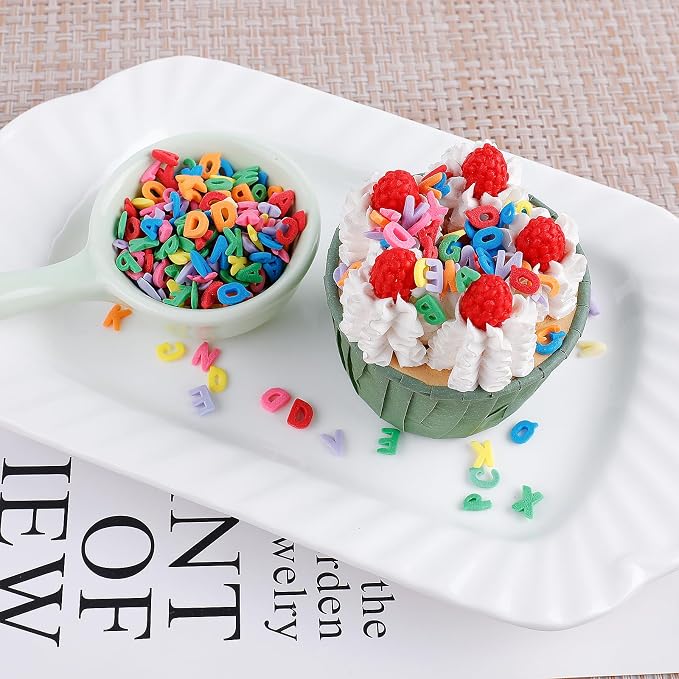 Rainbow Letters Sprinkles, Edible Letters for Cake Decorating, ABC Alphabet Sprinkles Mix for Baking Topping, Cupcakes, Cookies, Ice Cream, School Enrollment Children Birthday Party Holiday Supplies