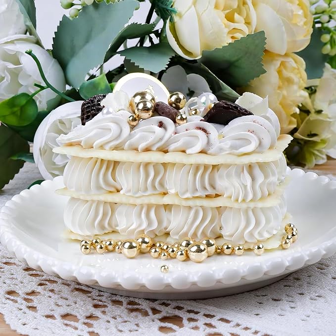 Pearl Sprinkles for Cake Decorating, 4 Sizes Edible White, Gold and Silver Pearl 130g/4.6oz, Cupcake, Ice Cream, Donuts, Macaron Toppings Supplies (2mm, 4mm, 7mm, 1cm)