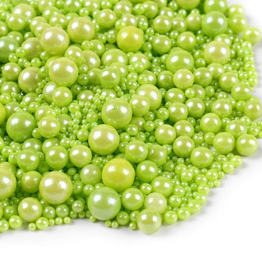 Green Sprinkles for Cake Decorating Easter Sprinkles for Cookie, Edible Sugar Pearls Mixing Sizes for Cupcake Topper, Cookies, Ice Cream Toppings for St Patrick day Party Celebrations 3.5 Ounces