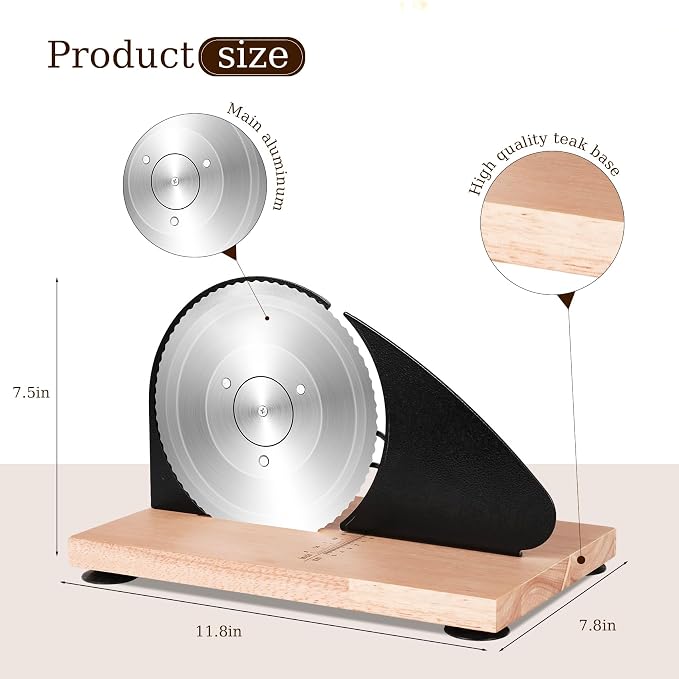 Upgraded Manual Bread Slicer for Homemade Sourdough Bread with Measurement Marks, Adjustable 0"-0.8" Thickness Hand Crank Bread Slicer with Suction Cup for Even Slicing, Kitchen and Commercial, Black