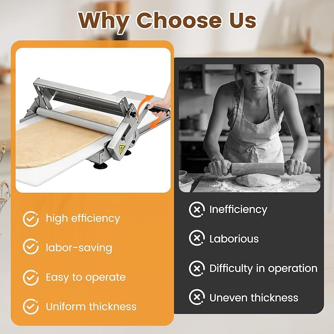 Folding Dough Sheeter 40.9"x15.5" for Bread and Pastries (2 Rolling Boards) | Manual Stainless Steel Dough Machine, Adjustable Thickness, Portable Manual Sheeter Machine
