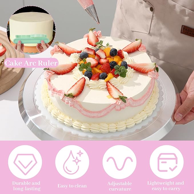 4 Pcs Cake Arch Guide Tool, Cake Decorating Tools for Fondant Icing Decorating Measuring Tools for Beginners, Convenient for Controlling the Size and Position of the Arc, White Pink Green Orange