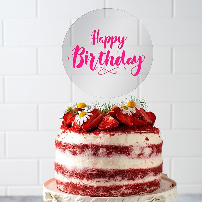2 Pieces 6 Inch Acrylic Cake Topper Blank Round Clear DIY Birthday Cake Topper for Birthday Custom Wedding Festival Party