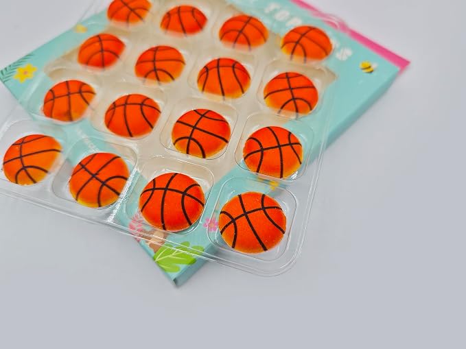 Edible 16 pieces Basketball cake decorations, cupcake toppers, perfect Icing Cookies decro for Sports Valentine's Day Birthday Halloween Thanksgiving Christmas party Team Dinner