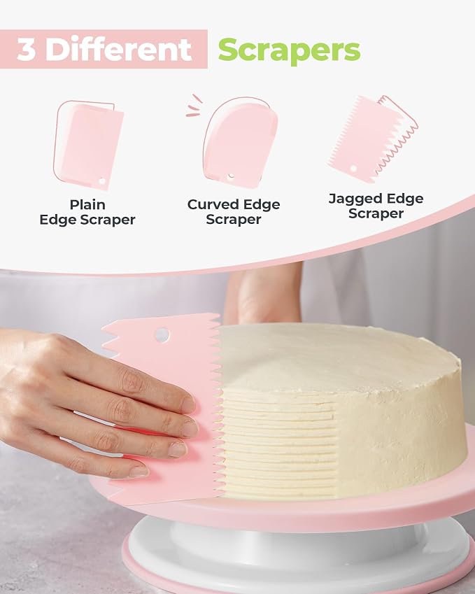 Kootek 124Pcs Icing Piping Bags and Tips Set, Cake Decorating Kit with 100 Anti Burst Piping Bags 12 Inch, 16 Icing Tips, Reusable Pastry Bag, 3 Scrapers, 2 Couplers, 2 Bag Ties (Pink)