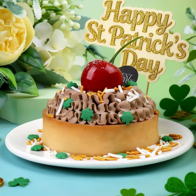 St Patricks Day Sprinkles - 6.53oz Green Shamrock Sprinkles for Cake Decorating, Assorted with Jimmies, Nonpareils, Confetti, Edible Sugar Candy for Baking, Cupcake, Cookie, Ice Cream Toppings