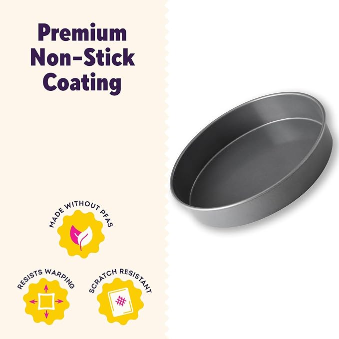 Wilton Everyday Non Stick Round Cake Pan, Easy Release Bakeware for Layer Cakes, Cheesecake and Everyday Baking, Aluminized Steel, 9 Inch