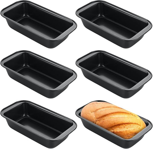 QTLCOHD 6 Pack 8" x 4" Bread Loaf Pan for Baking Homemade Bread | Non Stick Carbon Steel Loaf Pans