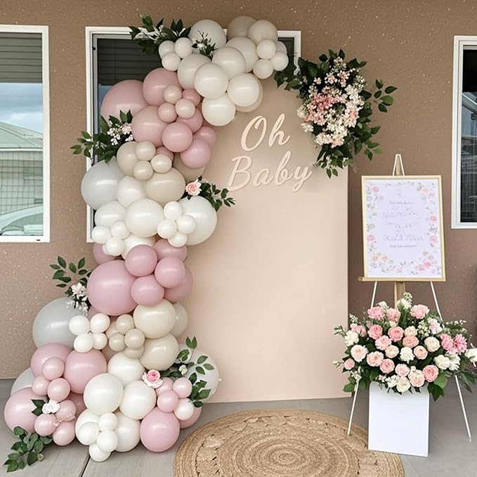 120pcs White Sand Balloons 18 12 10 5 inch Different Sizes Beige Balloon Arch Kit for Neutral Baby Bridal Shower Wedding Engagement Birthday Party Decorations