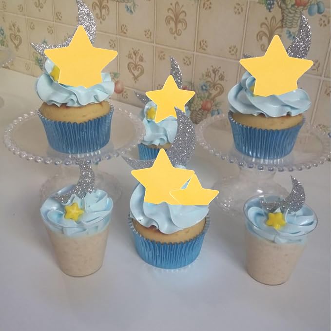 60 PCS Edible Gold Star Cupcake Toppers Edible Stars for Cake Decorating Edible Twinkle Star Cupcake Picks Baby Shower Cake Decorations for Wedding Engagement Bridal Shower Birthday Party Supplies
