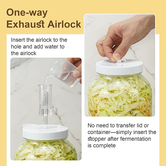 1 Gallon Large Glass Fermentation Jars for Kombucha Sourdough Starter, Wide Mouth Mead Making Kit, 2Pcs Glass Canning Jars with Fermentation Lid and Airlock