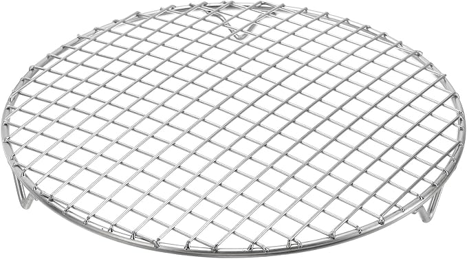 uxcell Round Cooking Rack with Legs, Dia 9.4 Inch 304 Stainless Steel Barbecue Grill for Cooking Baking Barbecue Air Fryer Racks, Silver