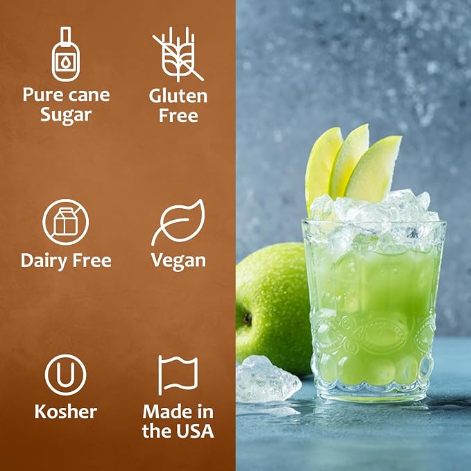 Syruvia Green Apple Syrup, Flavored Syrup for Cocktails, Fruit Drinks, Lemonades, and Desserts – 25.4 fl oz - with Pump